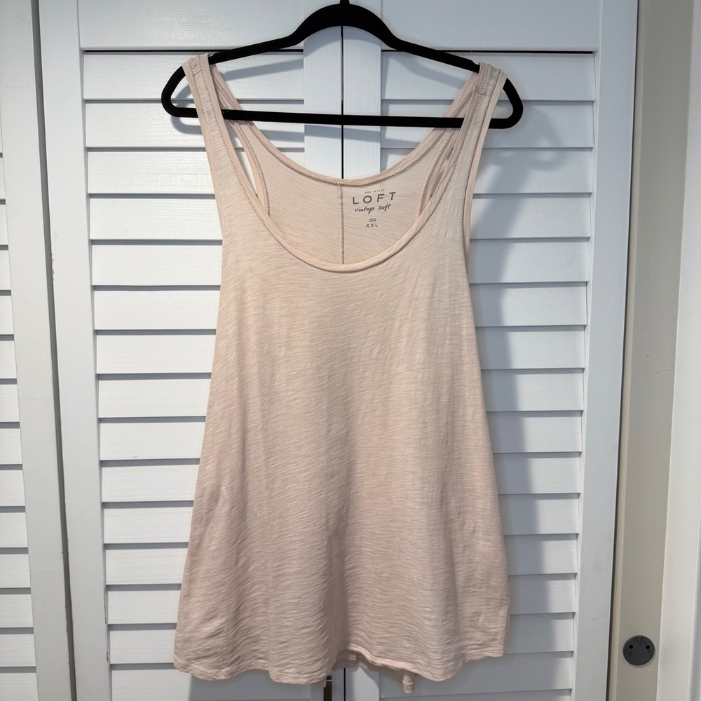 LOFT Vintage Soft Tank Top Women's XXL Peach Sleeveless Scoop Neck Casual